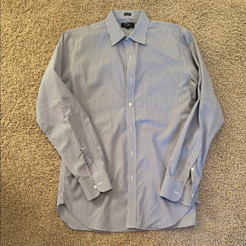 J. Crew Purple Blue and White Gingham Dress Shirt